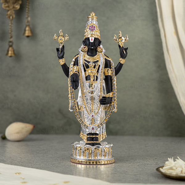 Tirupati Balaji (Venkateswara) Idol - Gold & Silver Plated (13 Inch)