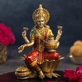 Svastika-Goddess-Lakshmi-Idol-Rustic-Antique-Finish-7-Inch