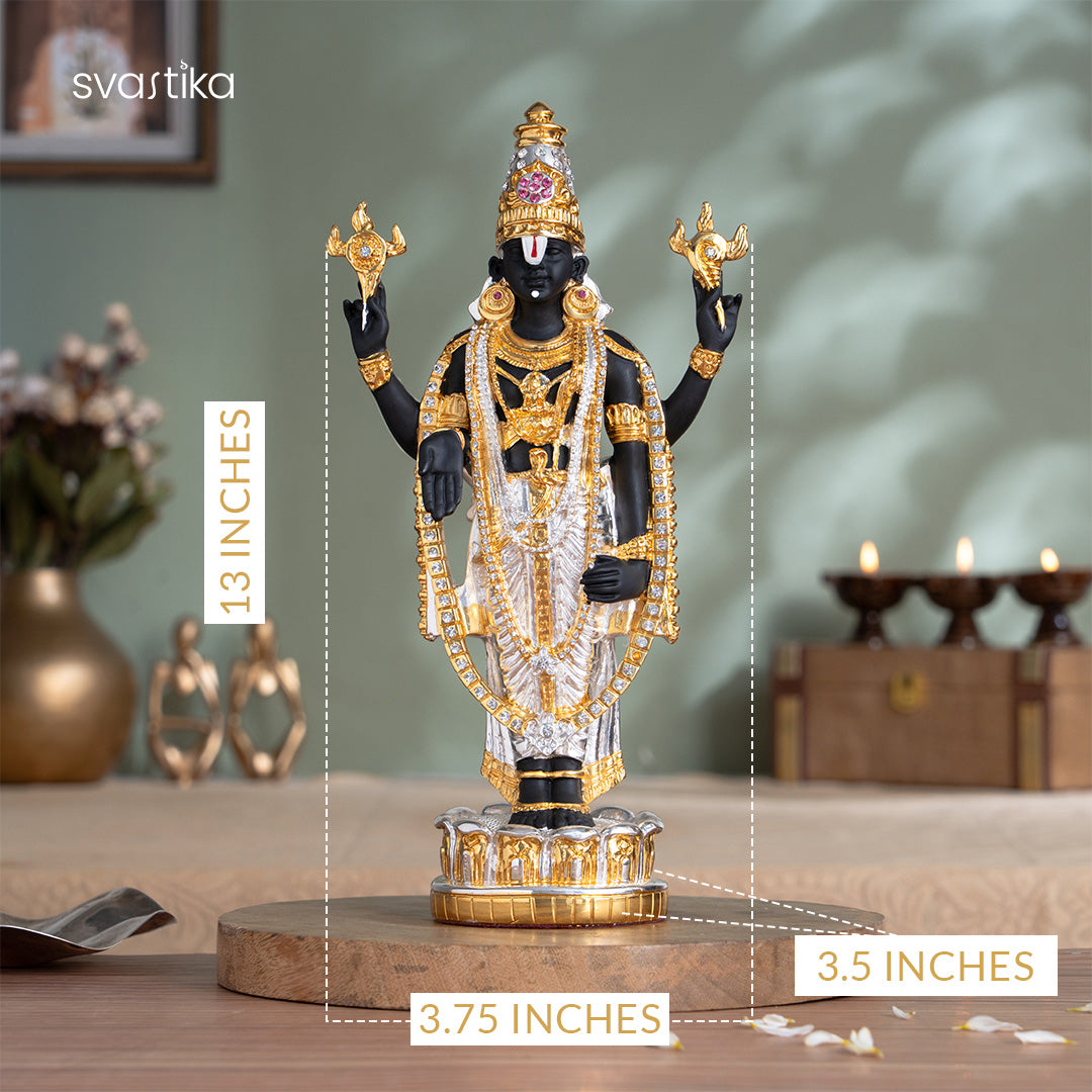 Tirupati Balaji (Venkateswara) Idol - Gold & Silver Plated 