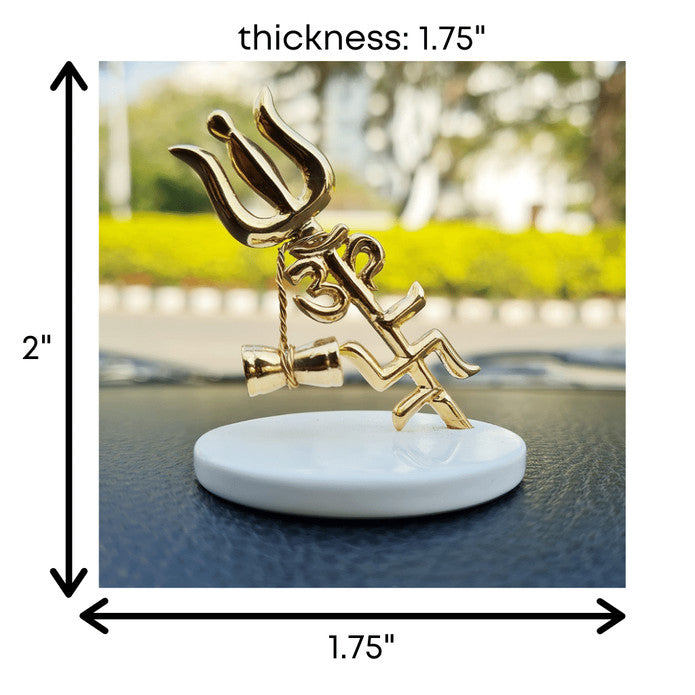 Golden Lord Ganesh Statue - Hindu God Idol For Car Dashboard And Home