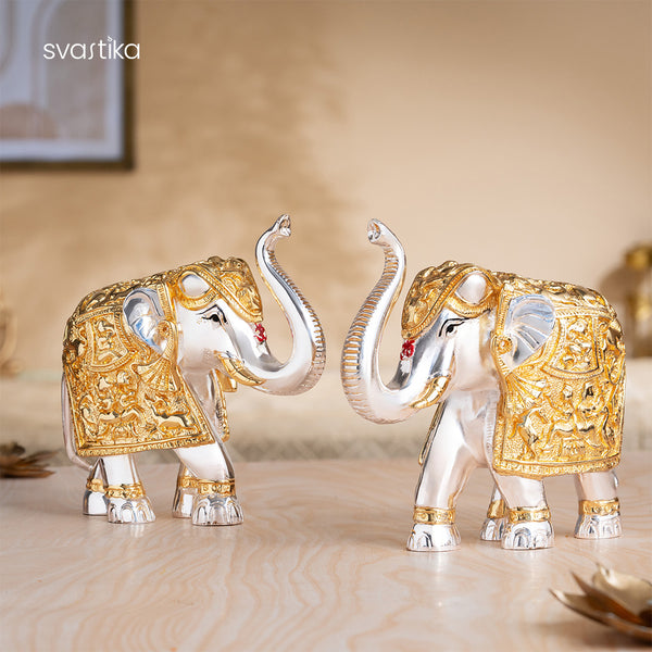 TrunkUp Elephant Pair - Gold & Silver Plated (6 Inch)