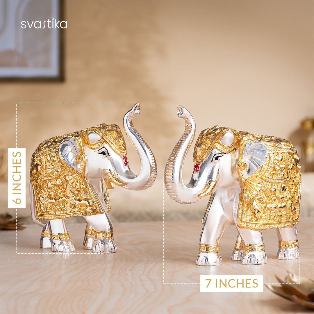 TrunkUp Elephant Pair - Gold & Silver Plated (6 Inch)