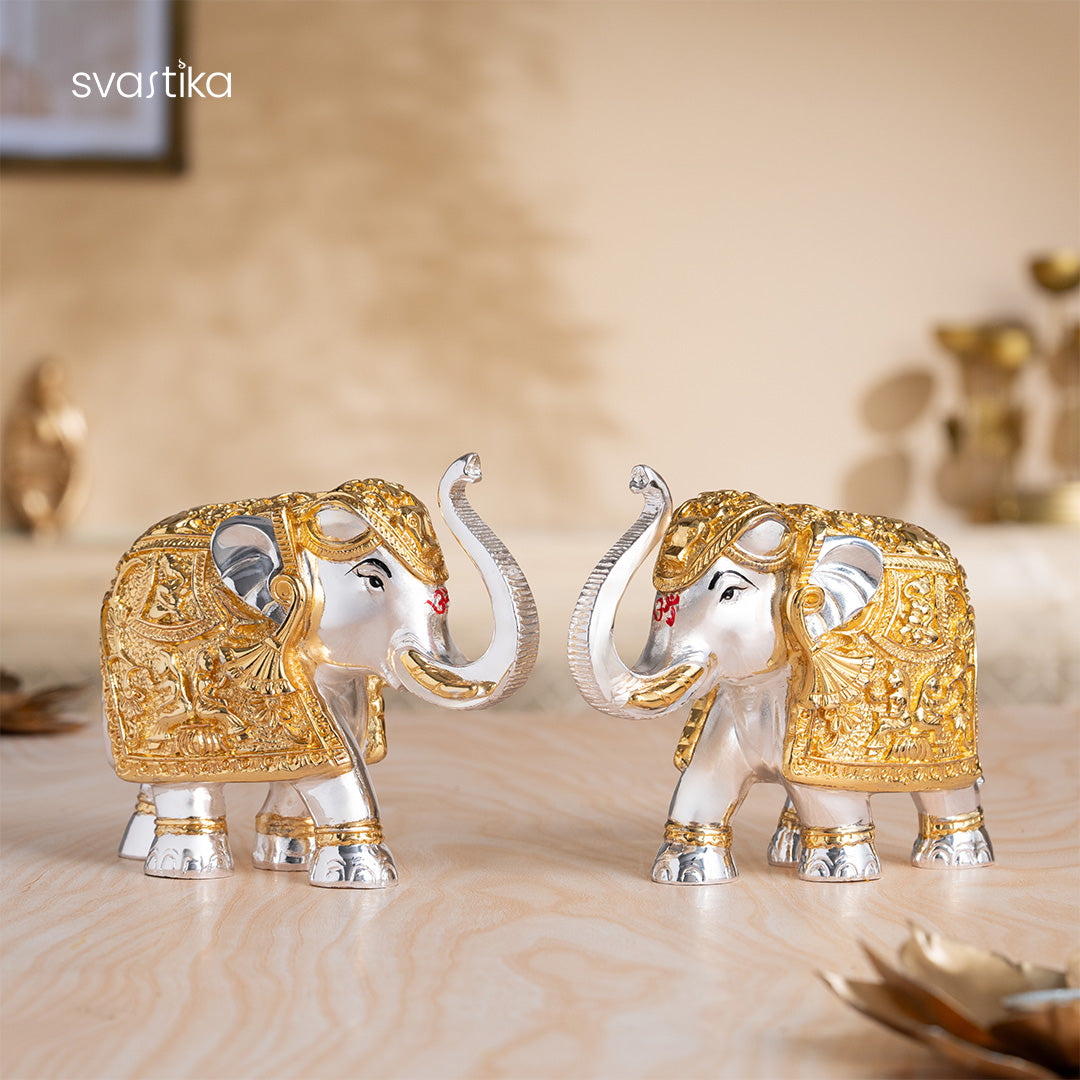 TrunkUp Elephant Pair - Gold & Silver Plated (Set of 2)