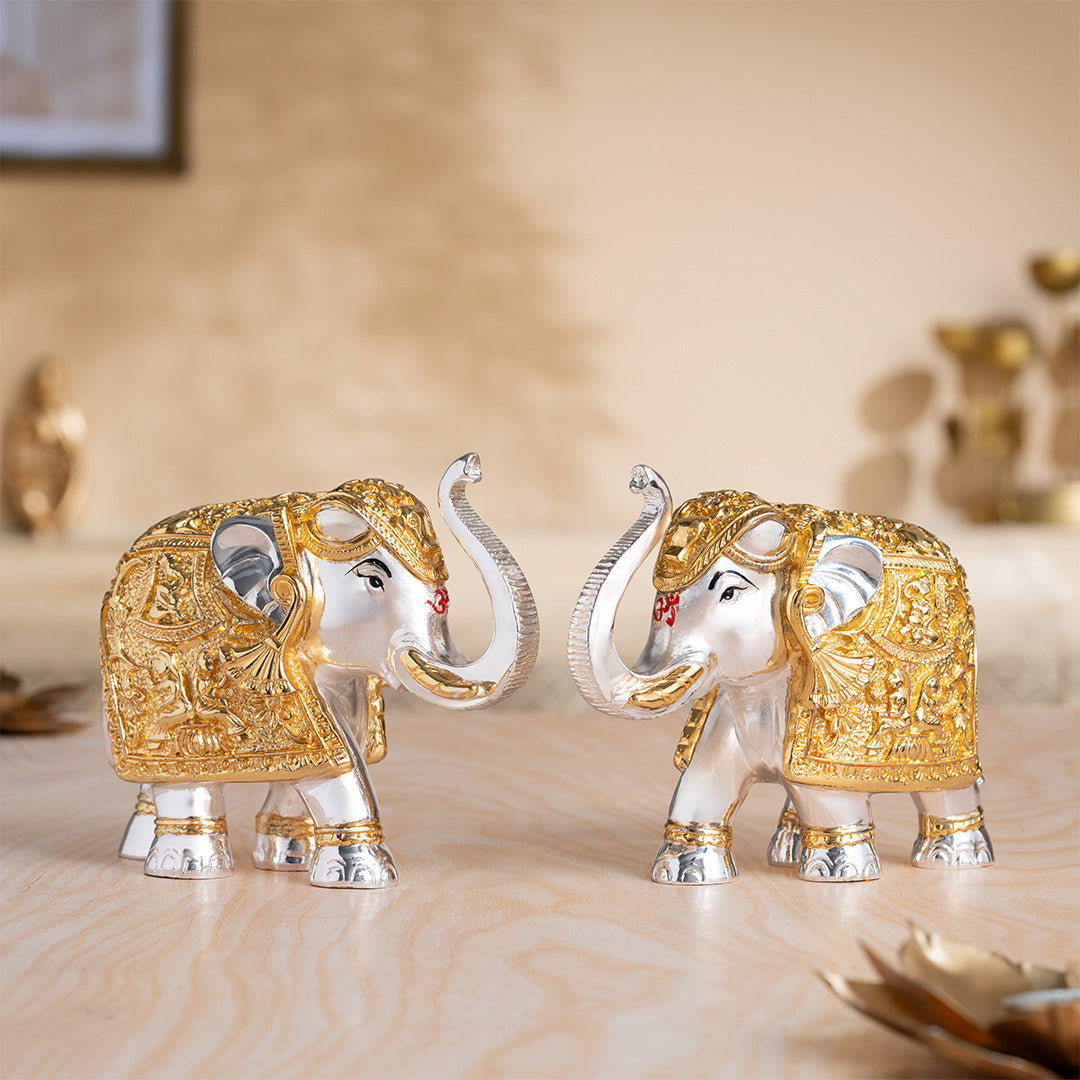 TrunkUp Elephant Pair - Gold & Silver Plated (4 Inch)