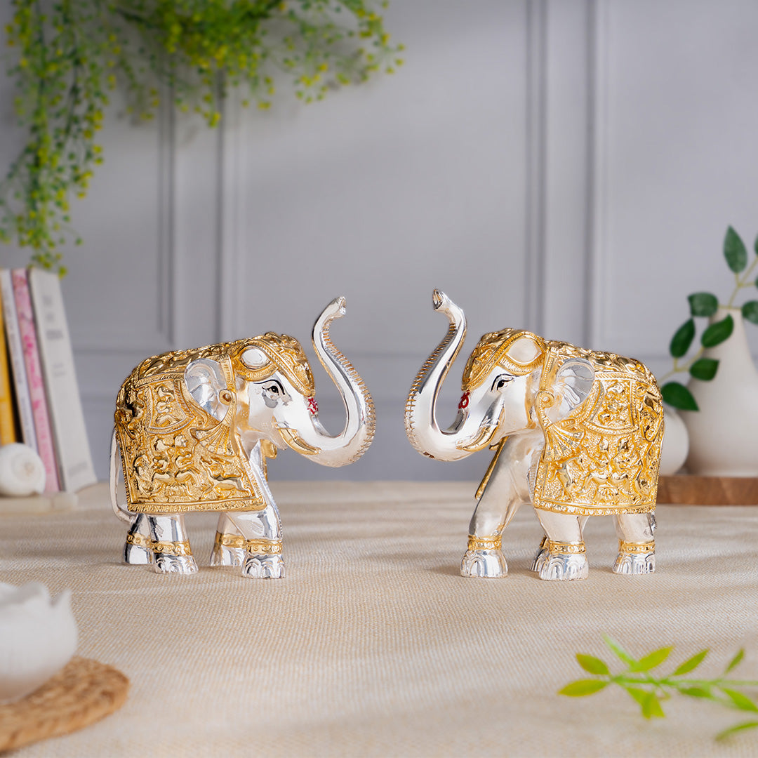 TrunkUp Elephant Pair - Gold & Silver Plated (6 Inch)