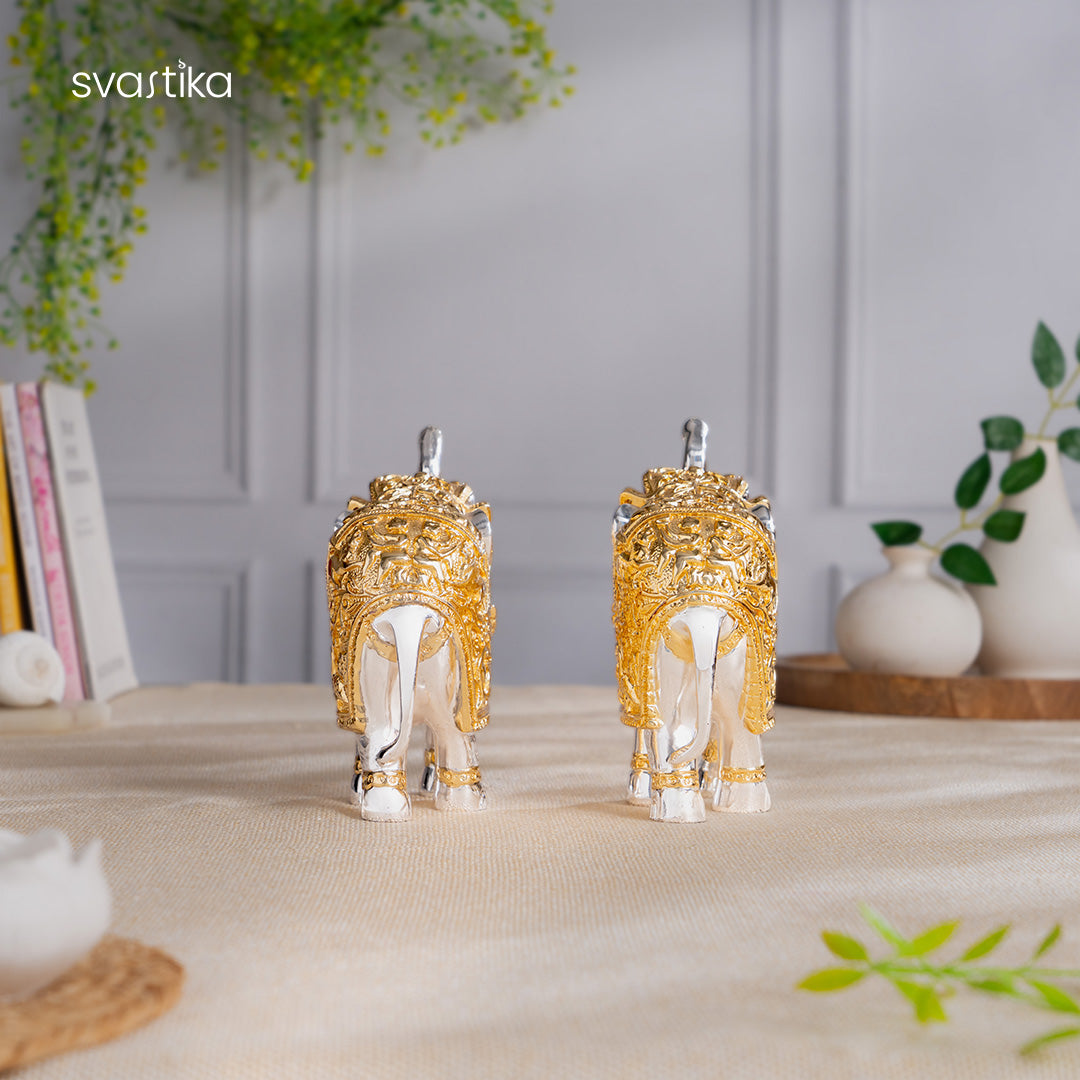 Elephant Pair Gold & Silver Plated 