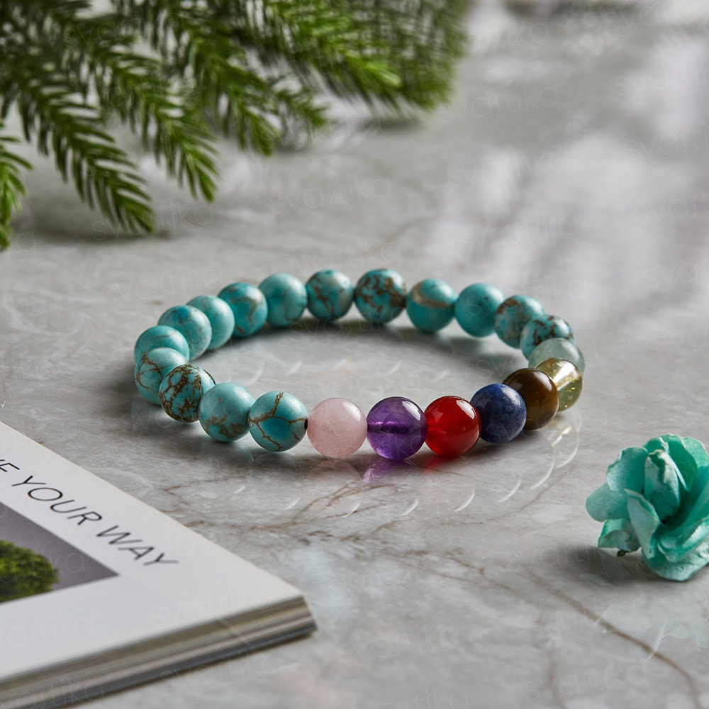 Classic steel natural turquoise stone bracelet – The Jewels Bazaar