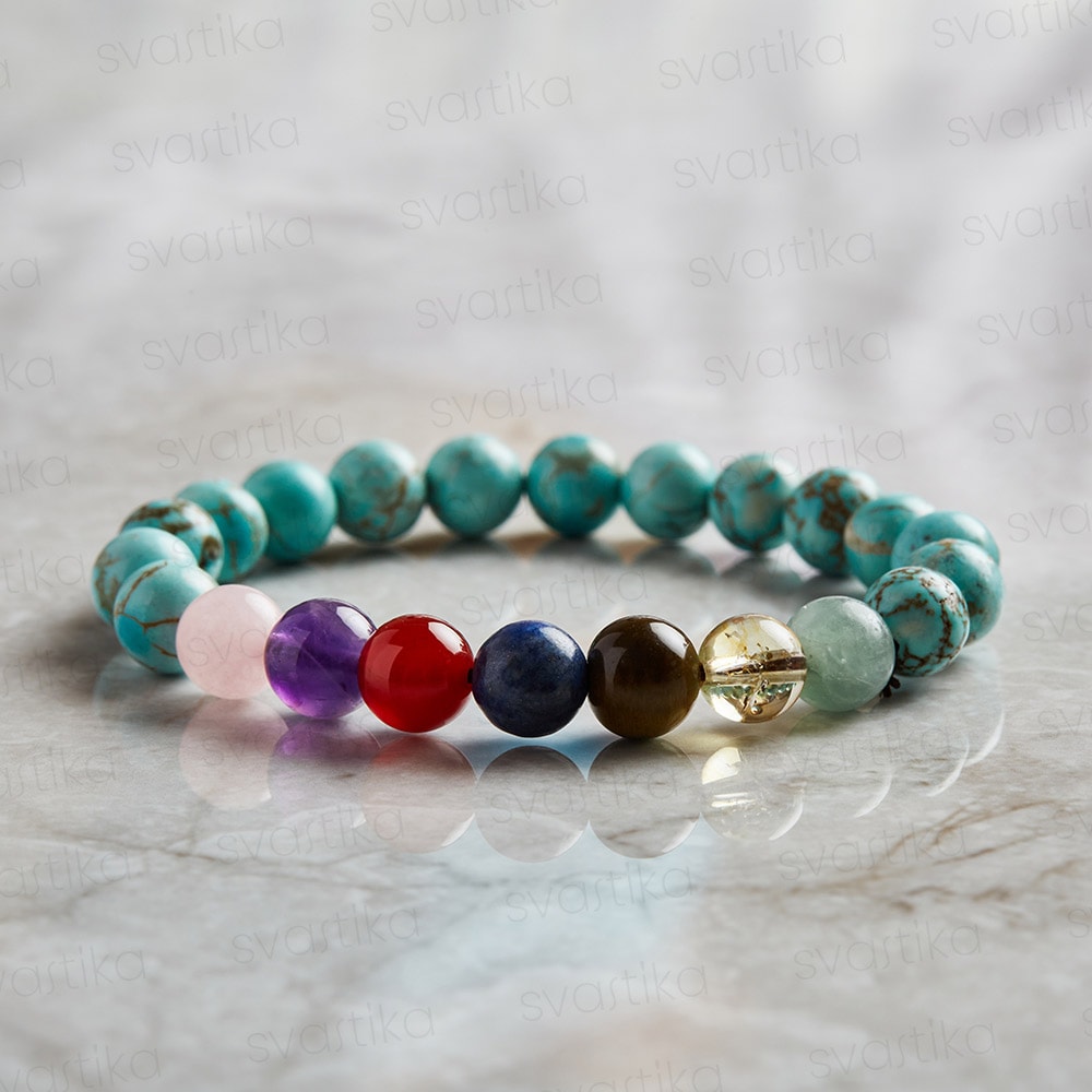 Turquoise 7 Chakras Stone Bracelet