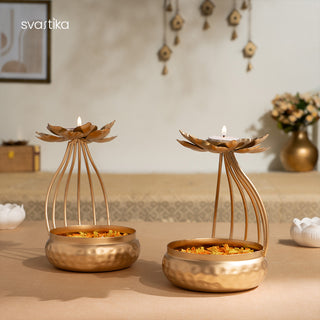 Urli Bowl with Flower Candle Holder (Set of 2)