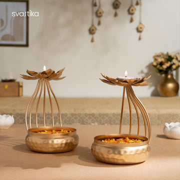 Urli Bowl with Flower Candle Holder (Set of 2)