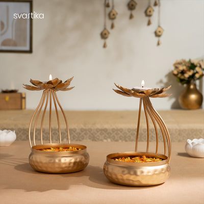 Urli Bowl with Flower Candle Holder (Set of 2)