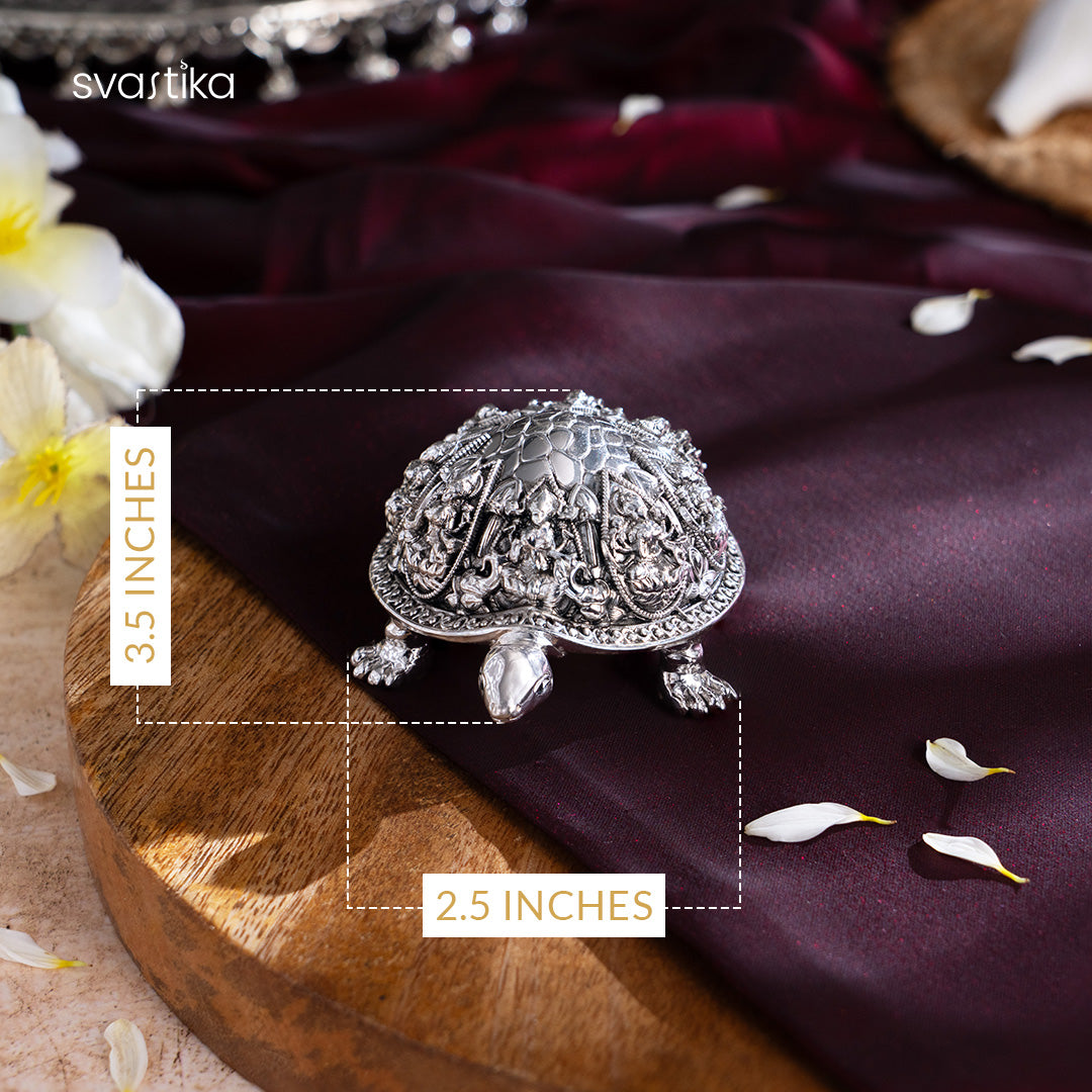 Ashtalakshmi Tortoise Idol - Silver Plated (3.5 inch)
