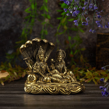 Svastika Brass Vishnu Lakshmi on Seshanaga Murti 