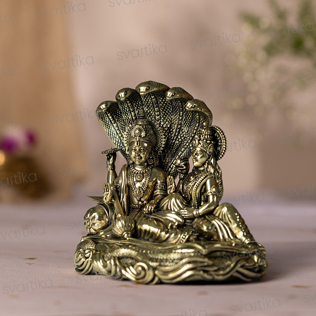 vishnu lakshmi sheshnaag brass murti