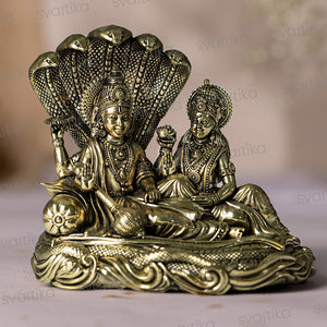 Brass Narayana/Vishnu Lakshmi on Ananta-Sajya (5.5 Inch)