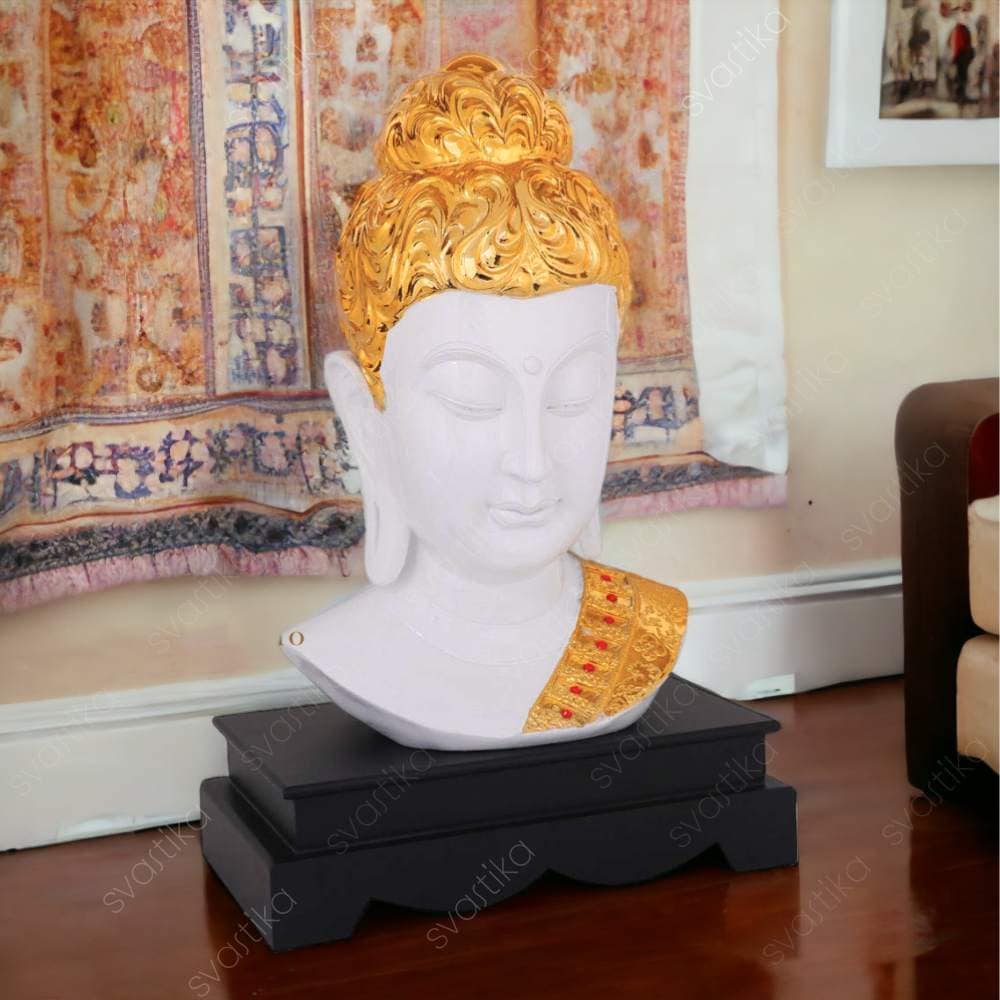 Big White Buddha Face Statue for Home / Gift (18 Inch)