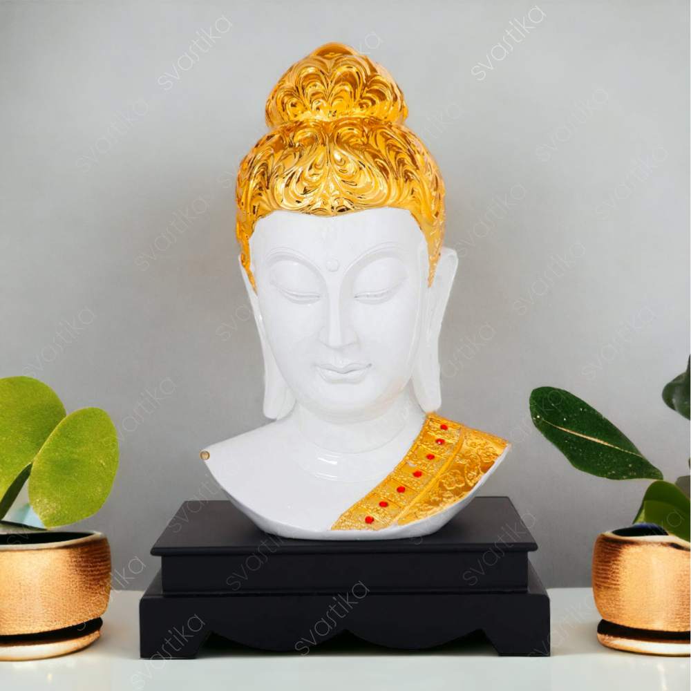 Big White Buddha Face Statue for Home / Gift (18 Inch)