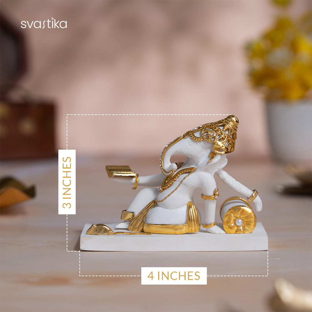 White & Gold Ganesha Reading Idol 