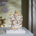 White & Gold Lord Ganesha With Mushak 