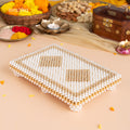 White & Gold Pearl Pooja Chowki (9 inch)