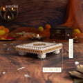 White & Gold Pearl Pooja Chowki (5. Inch)