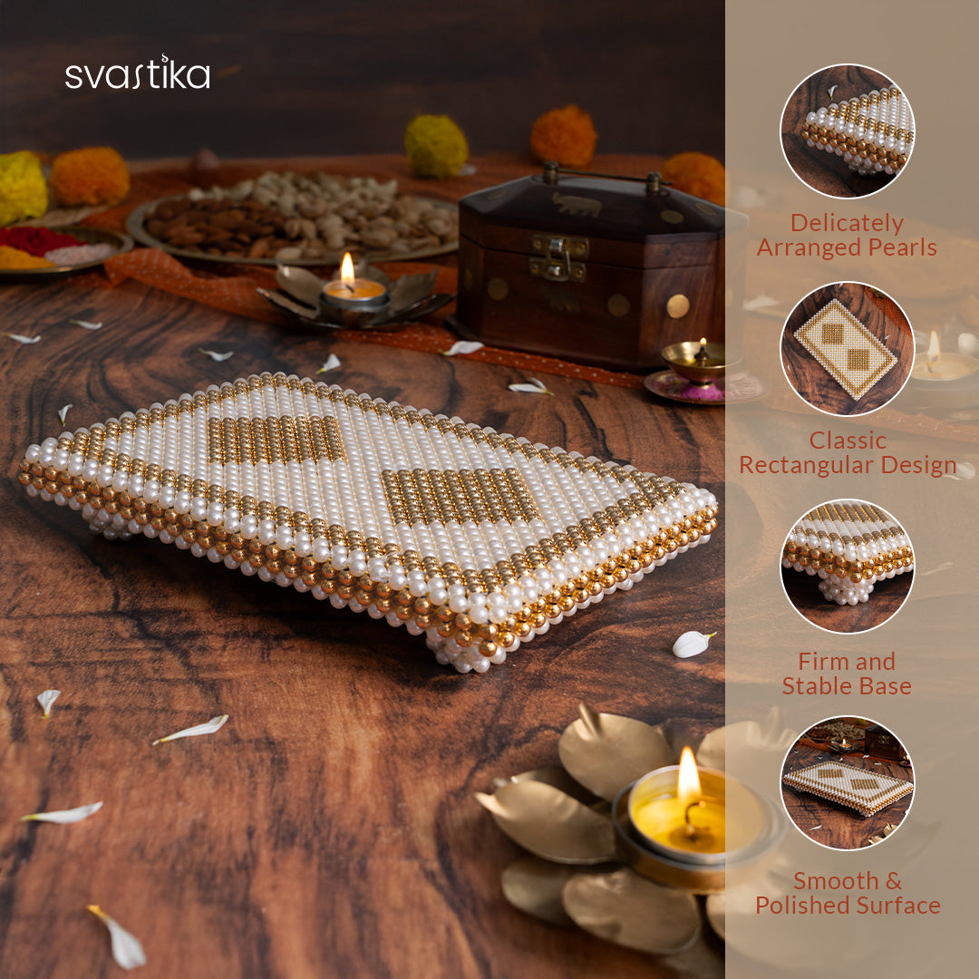 White & Gold Pooja Chowki 