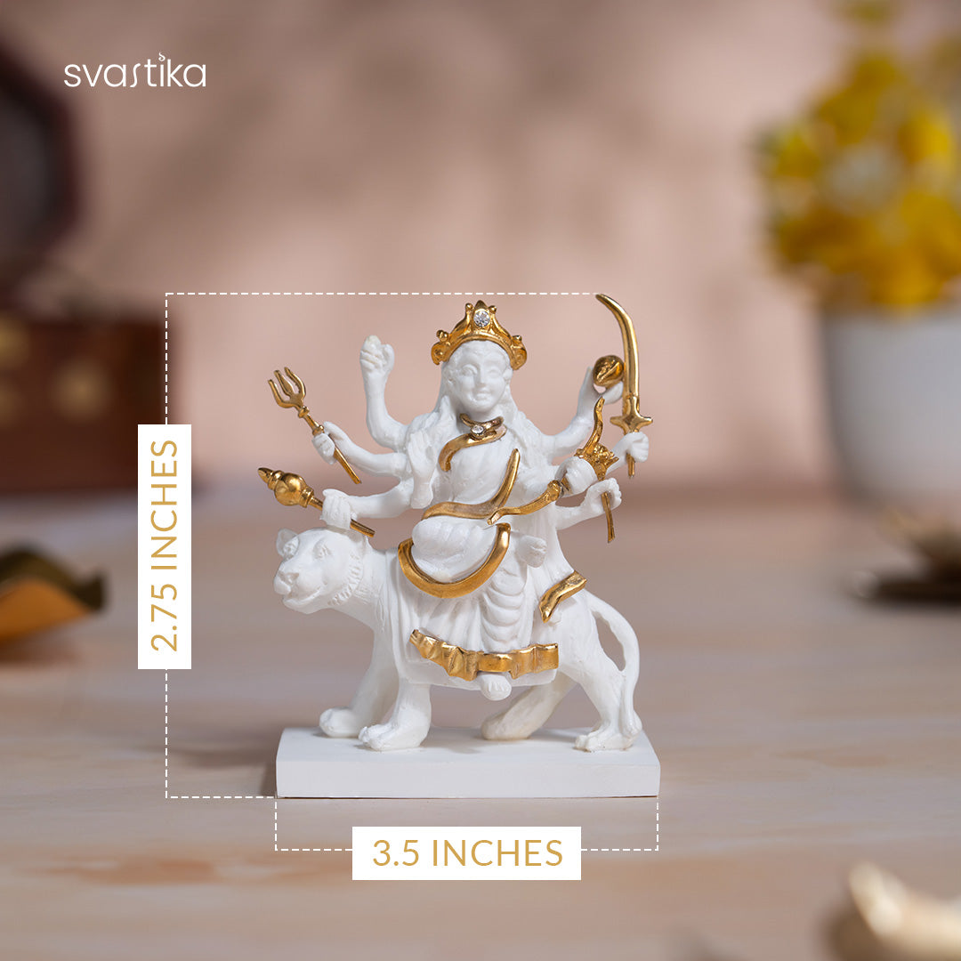 White & Gold Sherawali Mata Murti 