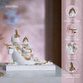 White & Gold Sitting Radha Krishna statue