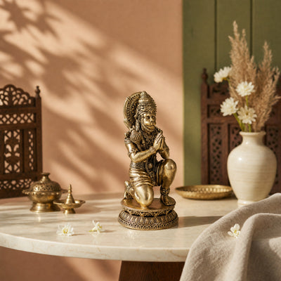 Brass Ram Bhakt Hanuman Murti in Anjali Mudra (5 Inch)