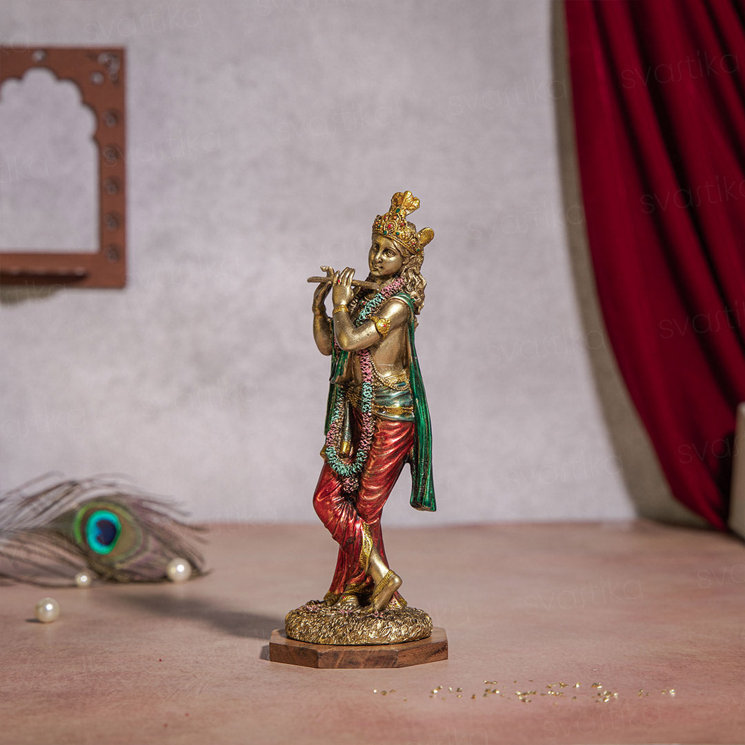 antique standing krishna statue