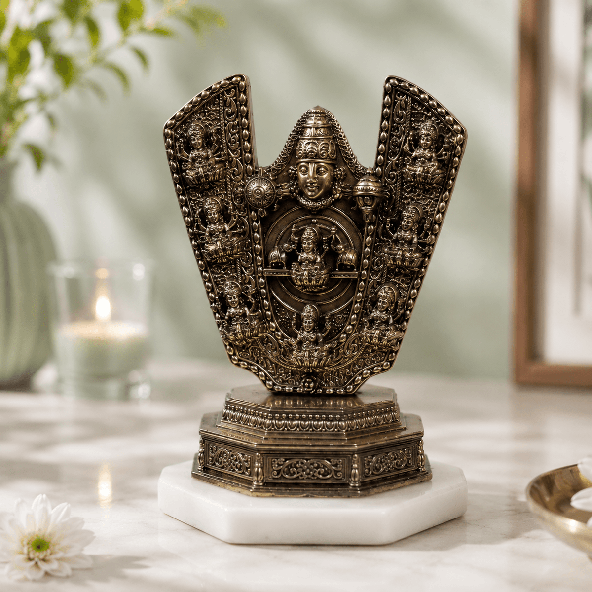 Brass Ashtalakshmi Balaji Tilak Idol hero view