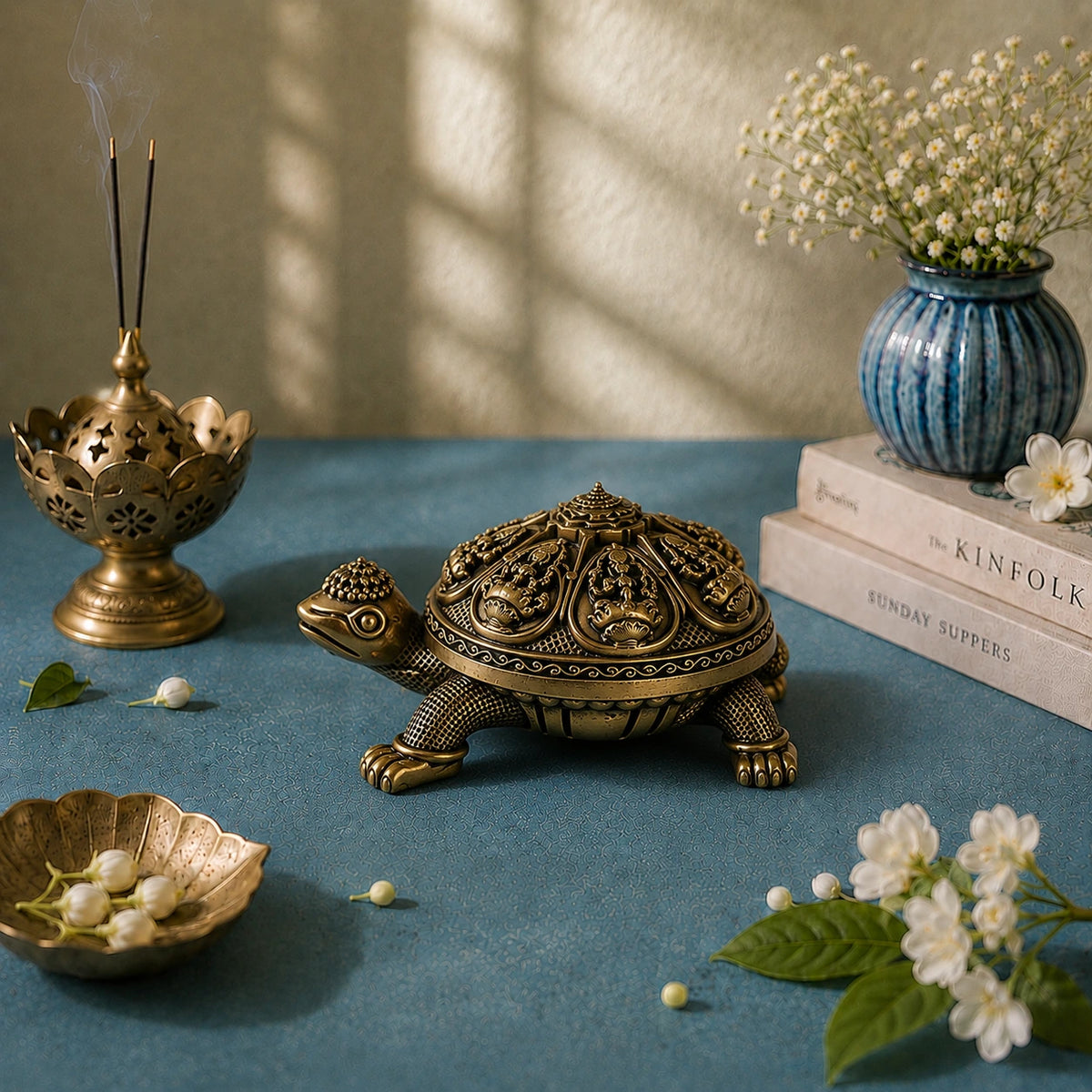 Brass Ashtalakshmi Tortoise with Shri Yantra | Svastika