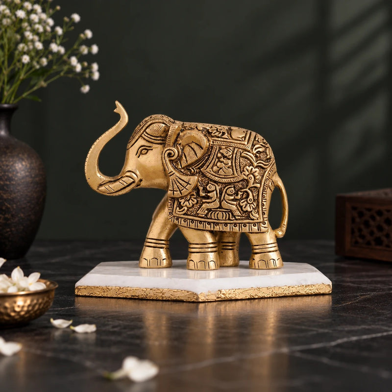 Brass Elephant Statue (4 Inch)