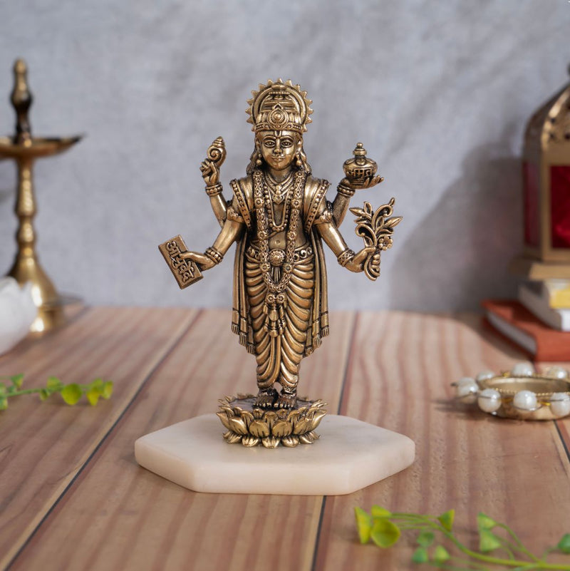 Brass Lord Dhanvantari Murti with Amrit Kalash (6 Inch)