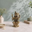 Brass Raja Rajeshwari Devi Murti Seated on Lotus (4 Inch)