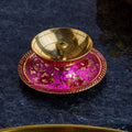 diya for om carved gold platted pooja thali set