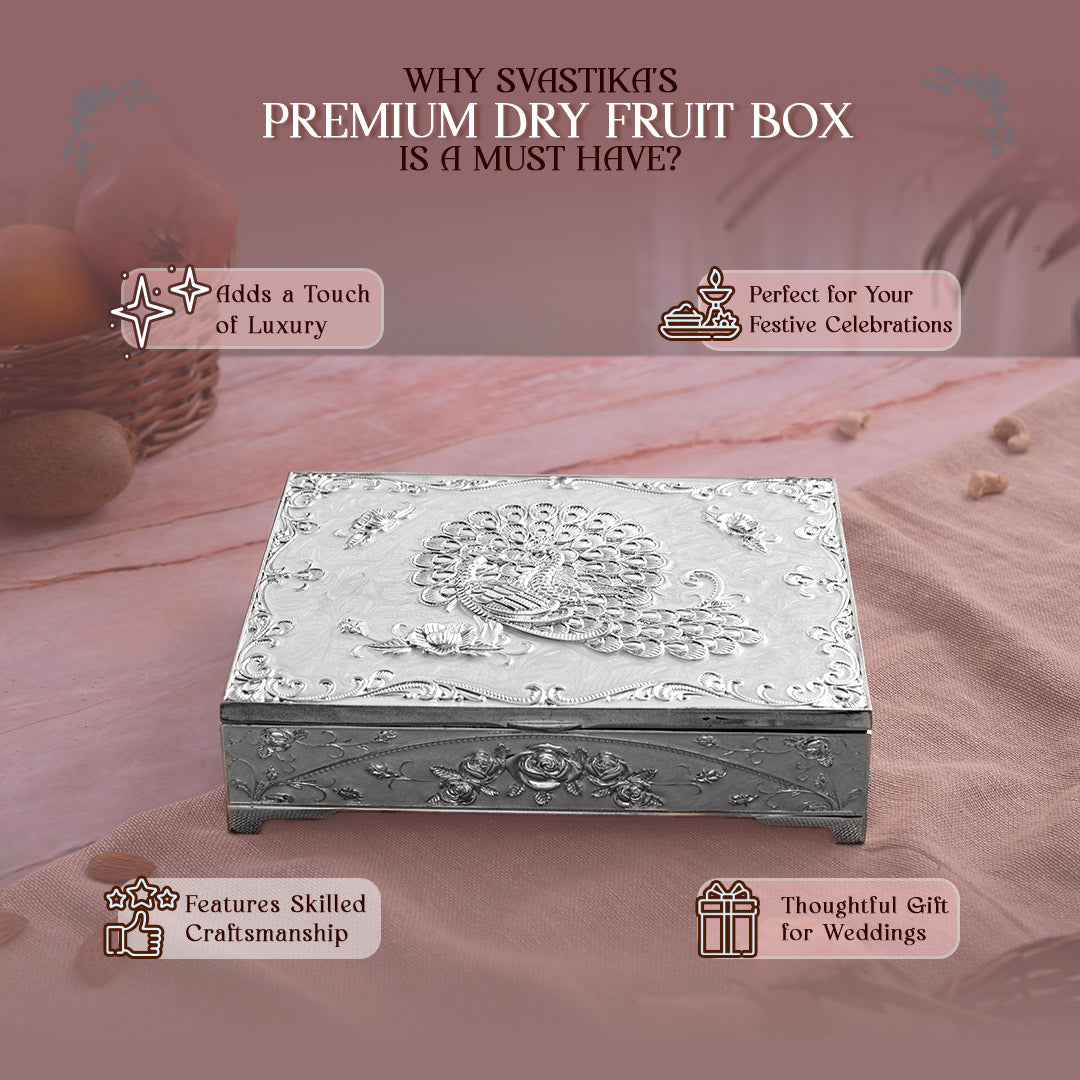 german silver square dry fruit box