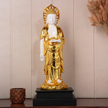 Gold Plated Standing Buddha Statue (20.5 inch)