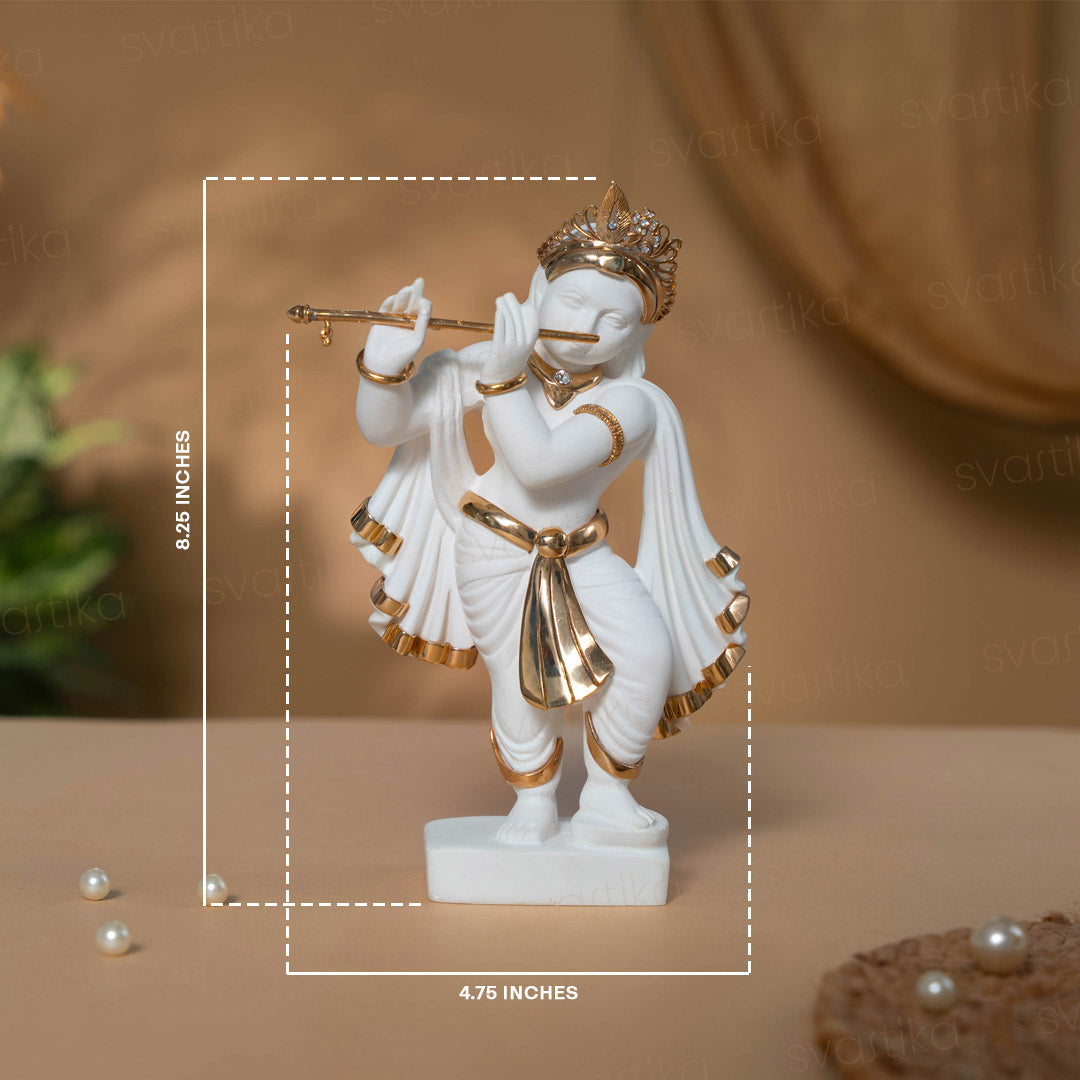Statua di Krishna in ottone: statuetta Banke Bihari, decorazione per tempio domestico (17,5 cm) - Italia Statua di Krishna in ottone: statuetta Banke Bihari, decorazione per tempio domestico (17,5 cm) - Italia