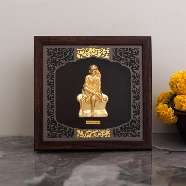 Sai Baba 3D Wall Frame - Gold Plated Finish