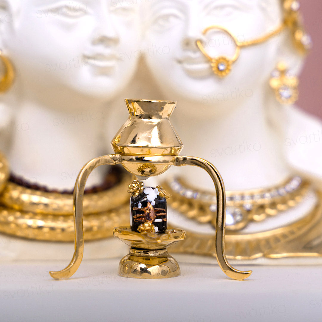 Premium Shiv Parvati Idol 7" Marble Dust Murti with 24K Gold Plating