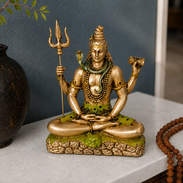 Svastika Lord Shiva Dhyana Mudra antique murti 6 inch close-up product detail