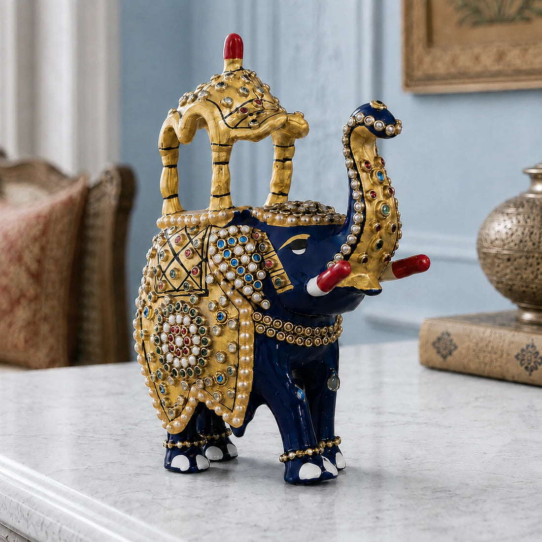 Decorative Meenakari Elephant Ambari Statue