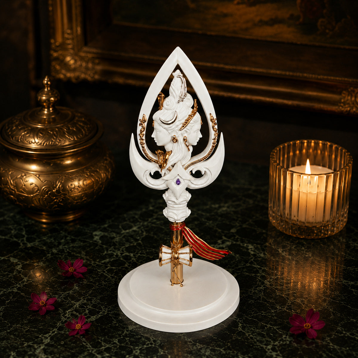 Shiv Parvati Trishul Murti in Eternal Togetherness - decor view
