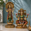 Lord Vishnu & Goddess Lakshmi Antique Murti Set (12 Inch & 10 Inch)