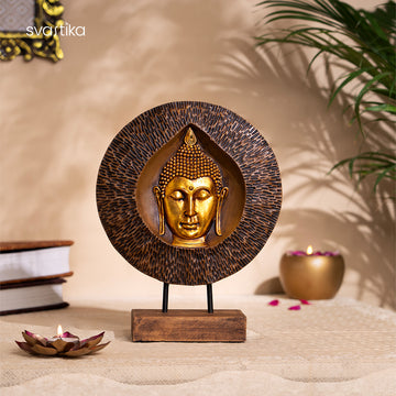 Wooden Buddha Statue For Home Decor With Base 