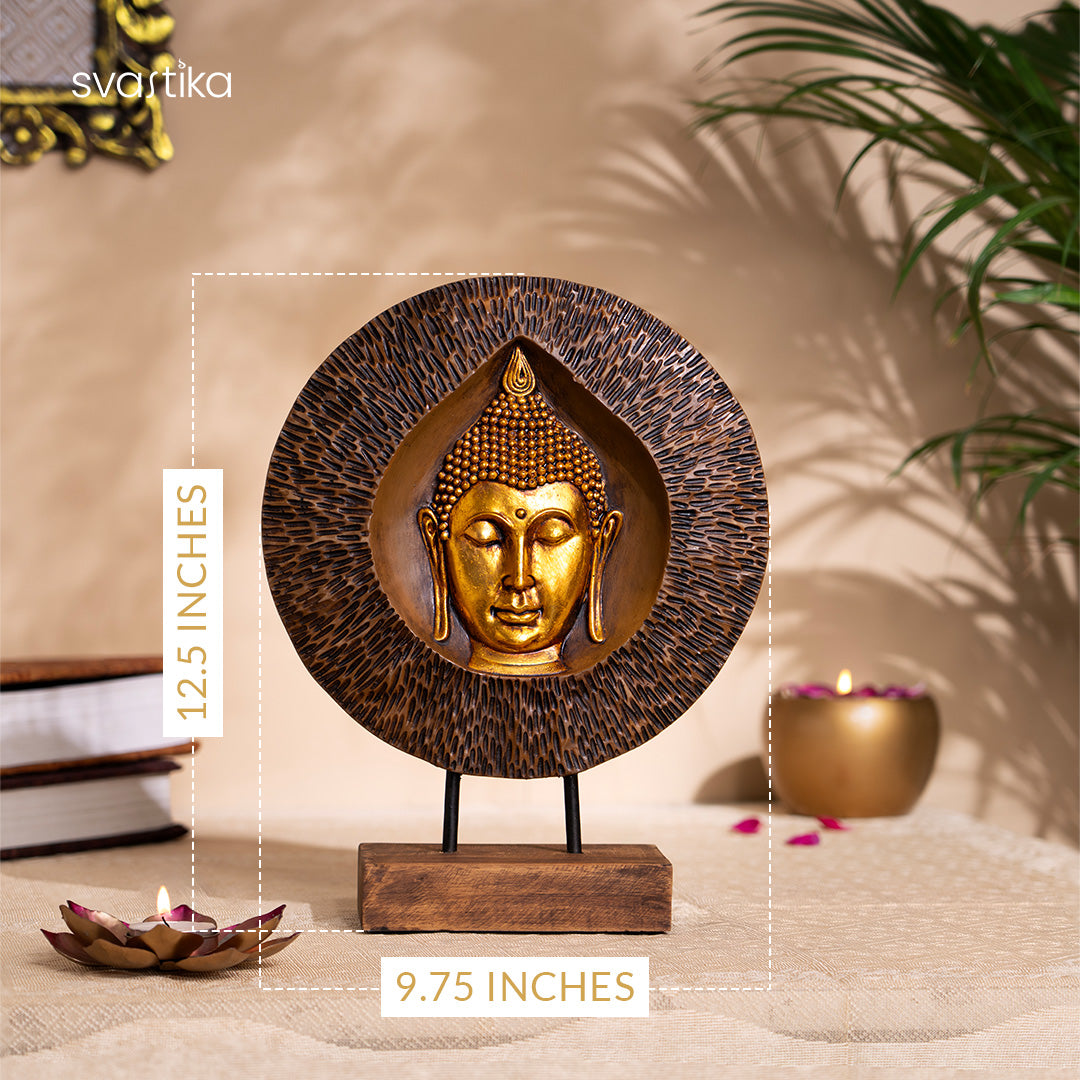 Wooden Buddha Statue For Home Decor With Base 